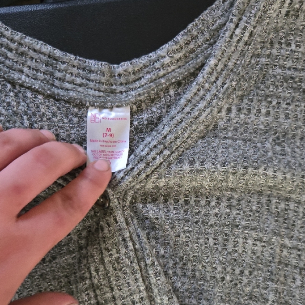 Gray Waffle Knit Top